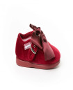Made in Spain EU23-27 baby girl velvet Shoes with Satin Ribbon Non Slip Rubber Bordeaux